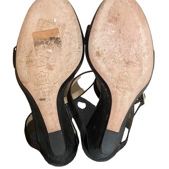 Jimmy Choo Strappy Wedge Heel Sandals in brown Leather size 36(6) - Picture 7 of 10